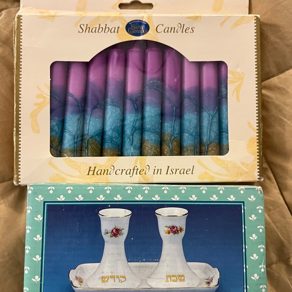 Ceramic candlesticks with candles - Picture 2 of 2